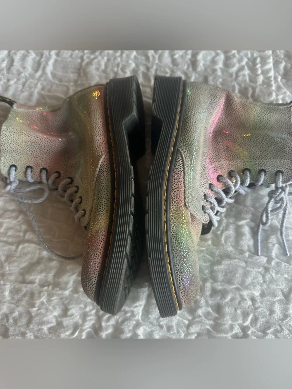 Dr Martens 1460 Rainbow Kidray Boots Kids US 3 EU34 Iridescent Glitter Combat